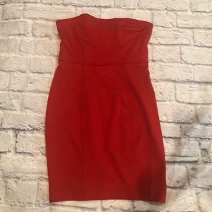 Strapless red dress